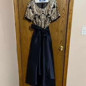 Navy & Gold High Low Dress